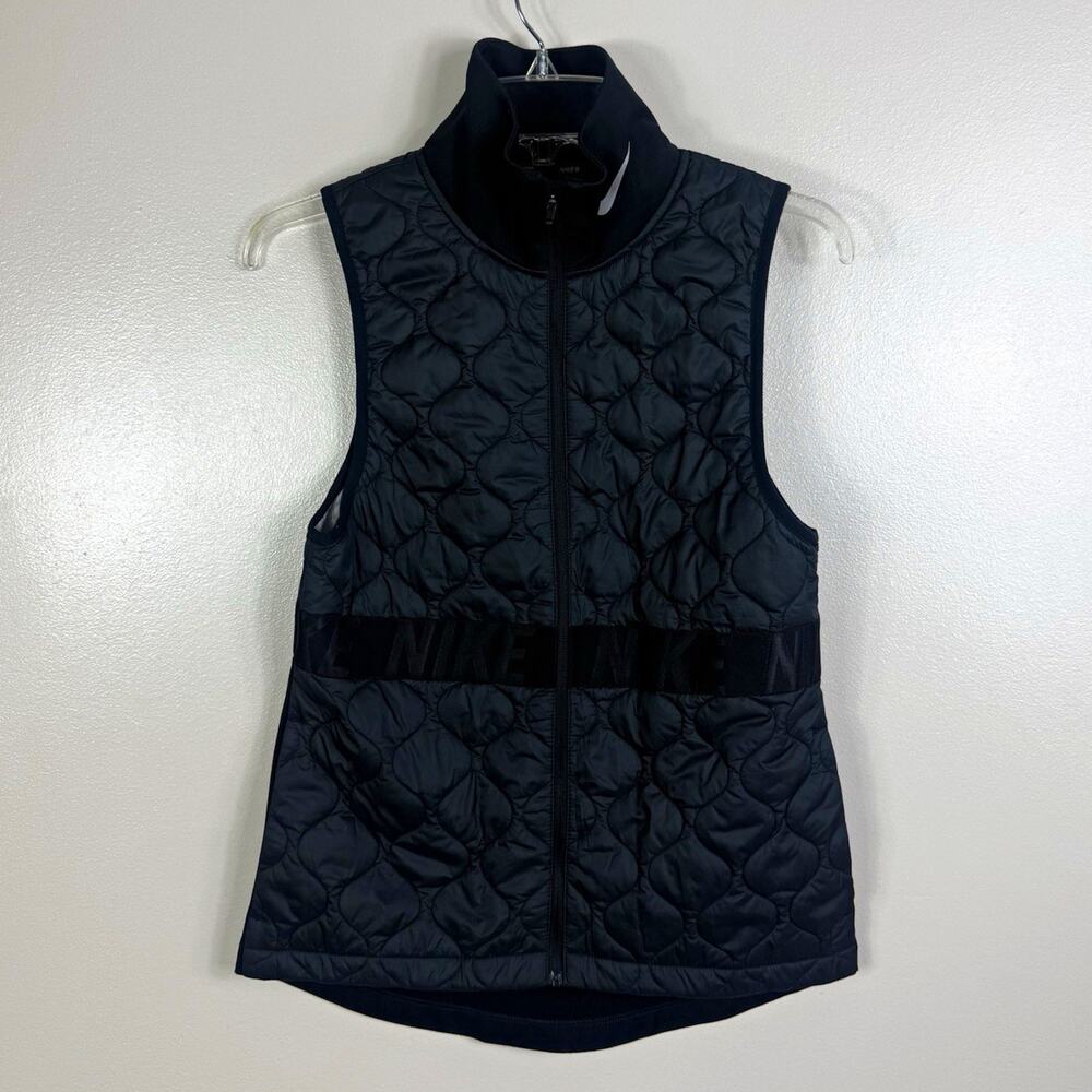 Women’s Nike AeroLayer Quilted Full Zip Running Vest Black Size XS